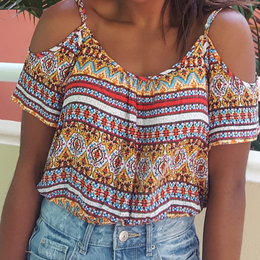 !!SUMMER SALE!! LA Hearts Multi-pattern top, M